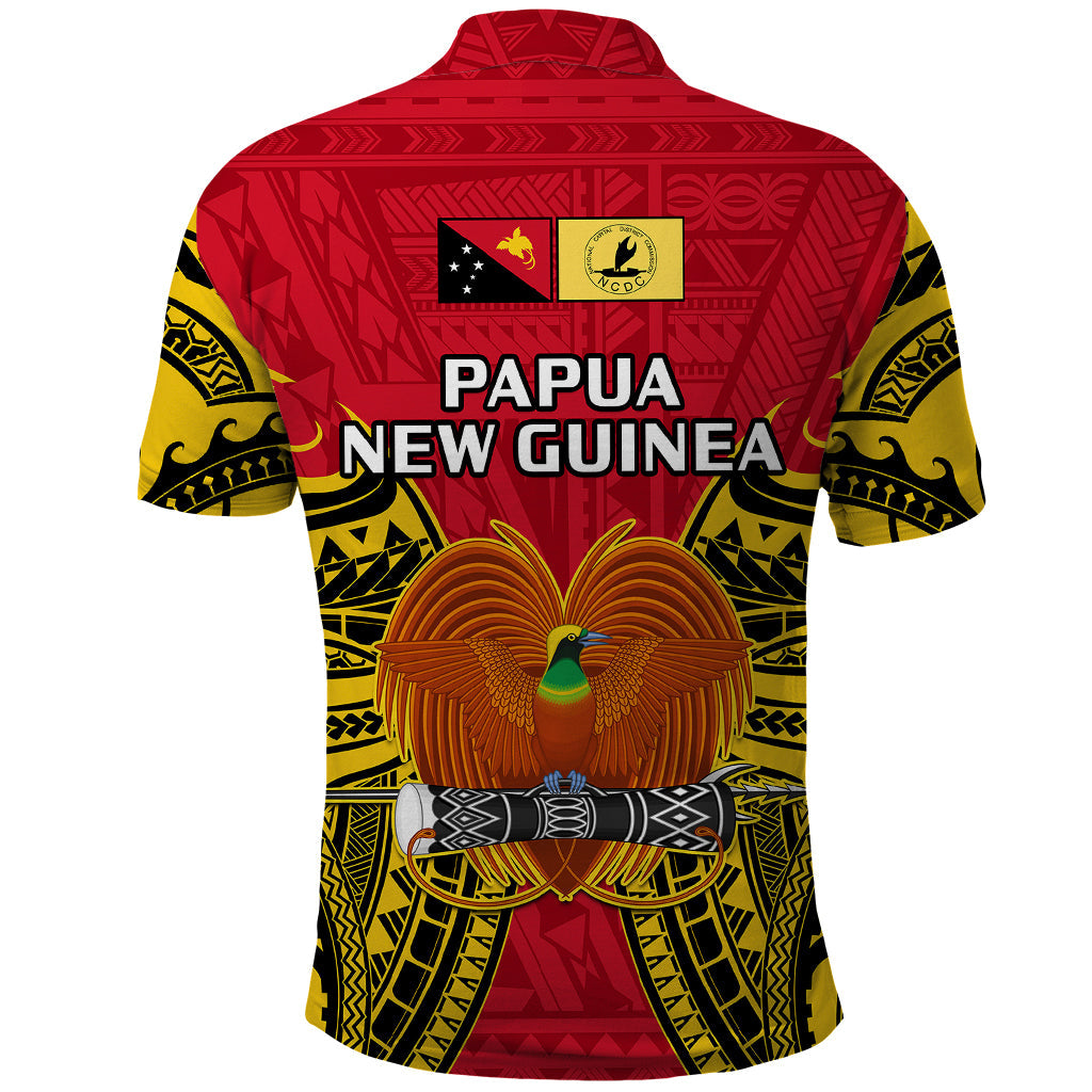 Papua New Guinea Polo Shirt National Capital District Mix Coat Of Arms Polynesian Art LT14