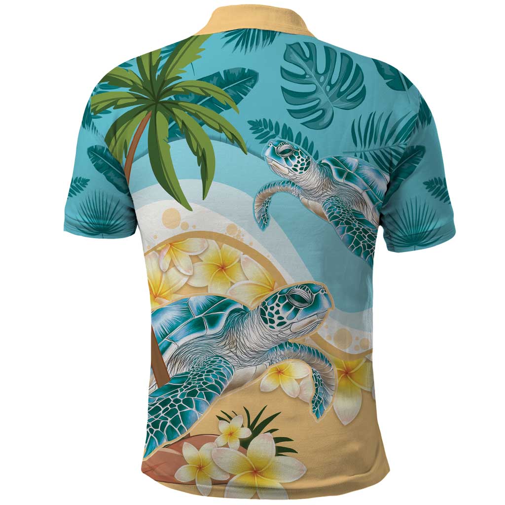 Cayman Islands Polo Shirt Sea Turtle Plumeria Tropical Vibes LT14