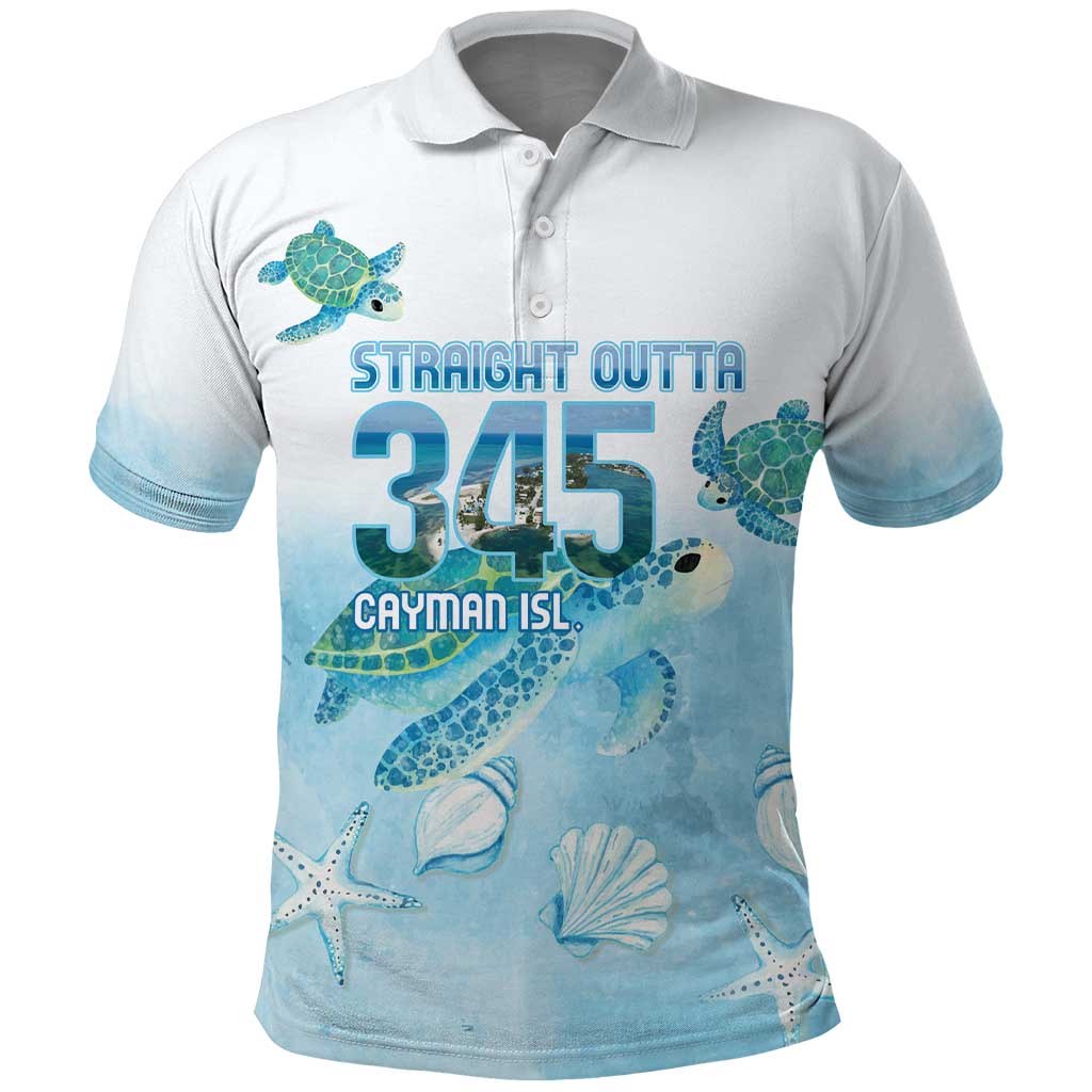 Cayman Islands 345 Polo Shirt Sea Turtle Watercolor Style LT14