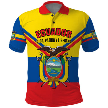 Ecuador Polo Shirt Ecuadorian Coat Of Arms Yellow Version LT14