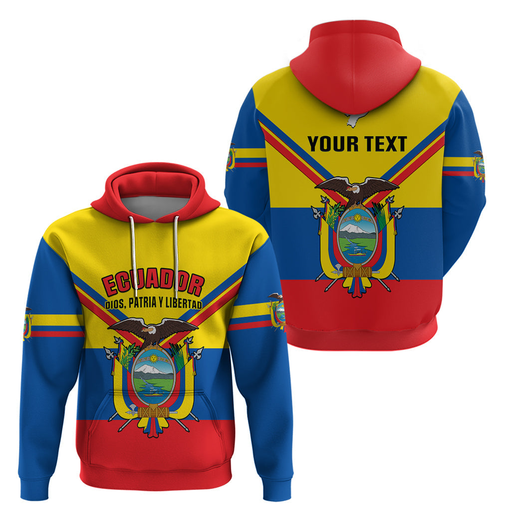 Personalised Ecuador Hoodie Ecuadorian Coat Of Arms Yellow Version LT14