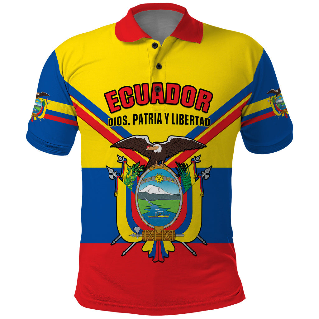 Personalised Ecuador Polo Shirt Ecuadorian Coat Of Arms Yellow Version LT14