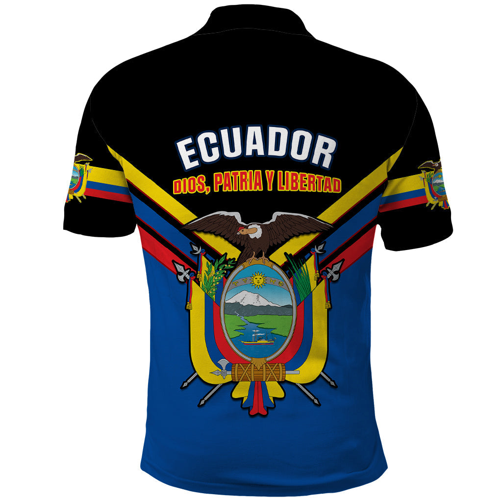 Ecuador Polo Shirt Ecuadorian Coat Of Arms Black Version LT14