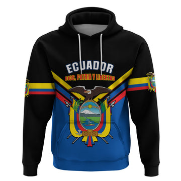 Personalised Ecuador Hoodie Ecuadorian Coat Of Arms Black Version LT14