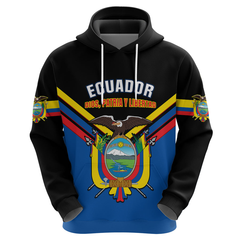 Personalised Ecuador Hoodie Ecuadorian Coat Of Arms Black Version LT14