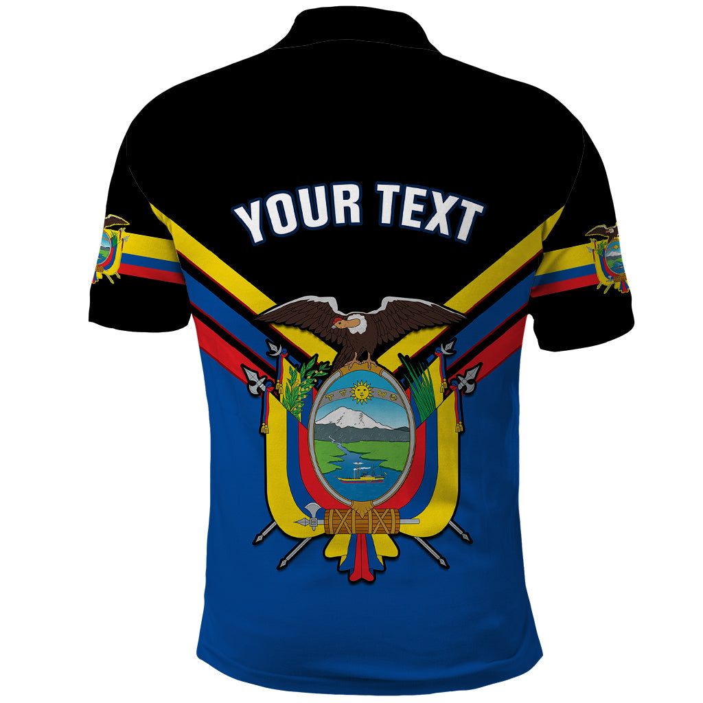 Personalised Ecuador Polo Shirt Ecuadorian Coat Of Arms Black Version LT14