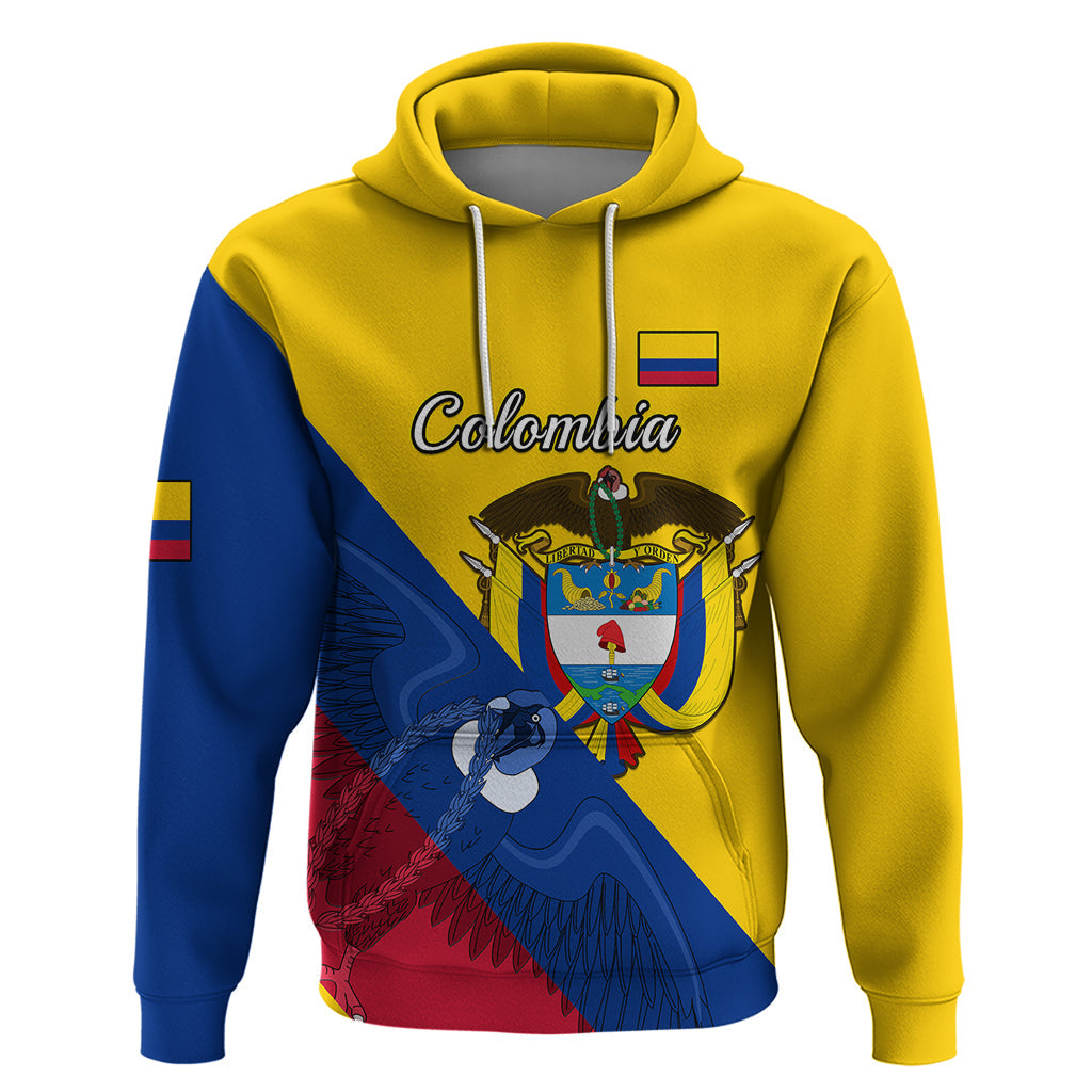 Personalised Colombia Hoodie Colombian Coat Of Arms With Andean Condor LT14