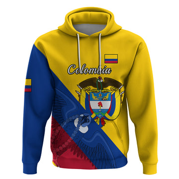 Personalised Colombia Hoodie Colombian Coat Of Arms With Andean Condor LT14