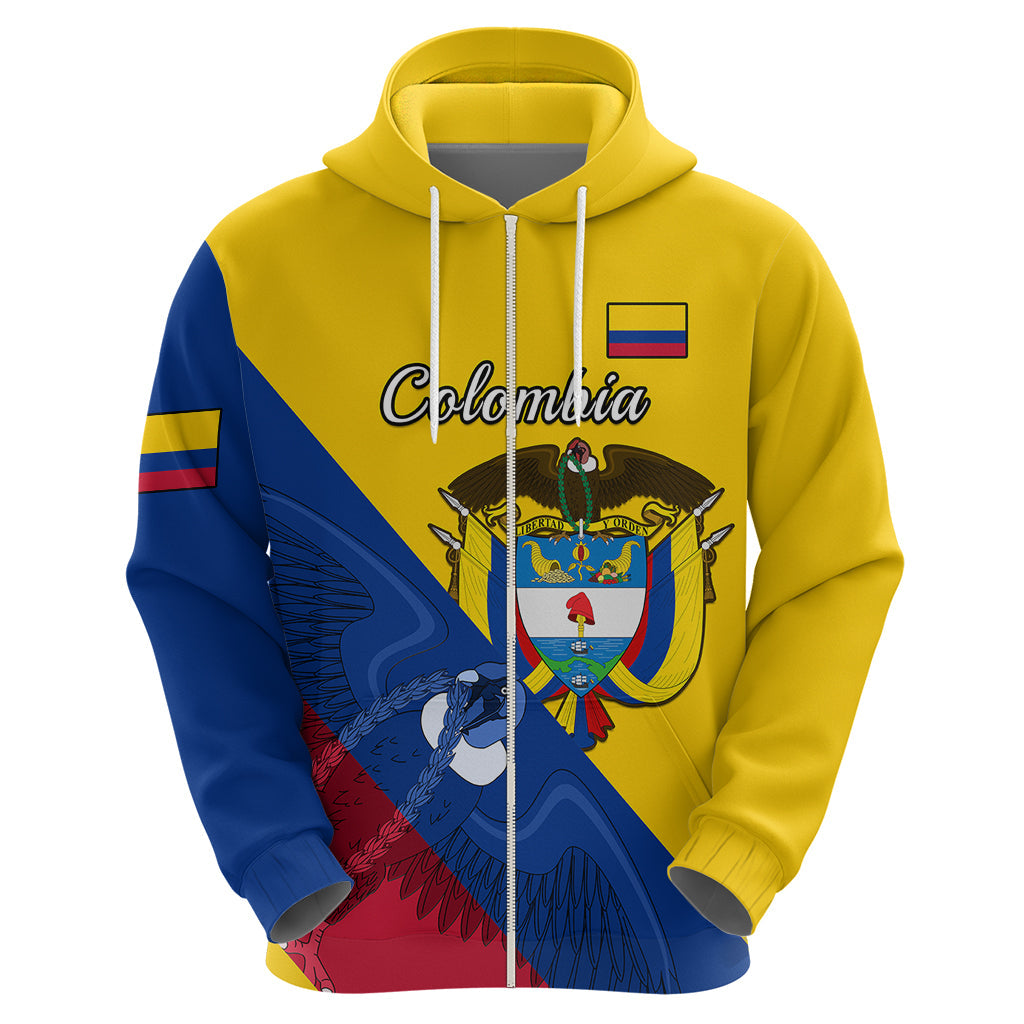 Personalised Colombia Hoodie Colombian Coat Of Arms With Andean Condor LT14
