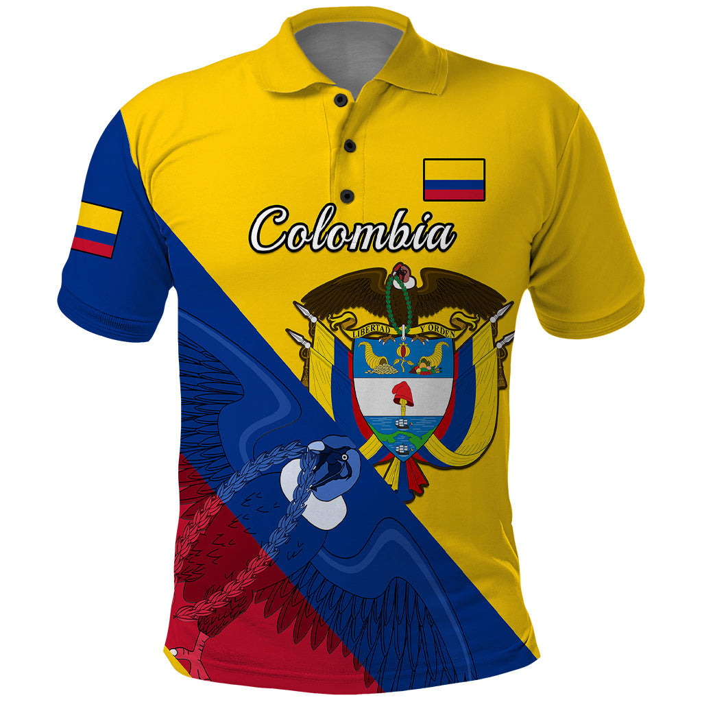 Personalised Colombia Polo Shirt Colombian Coat Of Arms With Andean Condor LT14
