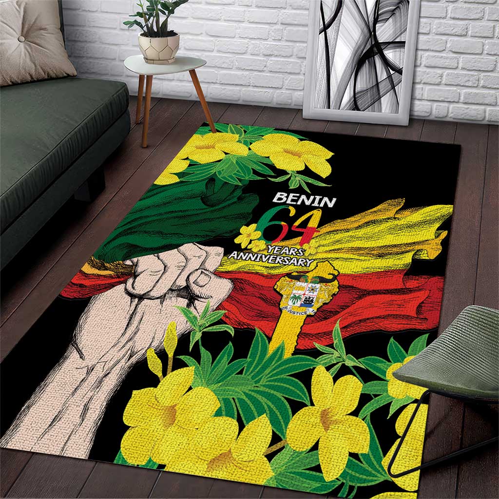 Benin National Day Area Rug Happy 64th Independence Anniversary Yellow Allamanda LT14