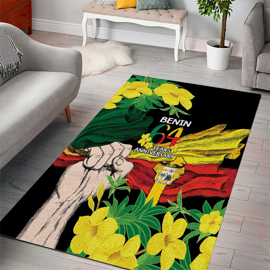 Benin National Day Area Rug Happy 64th Independence Anniversary Yellow Allamanda LT14