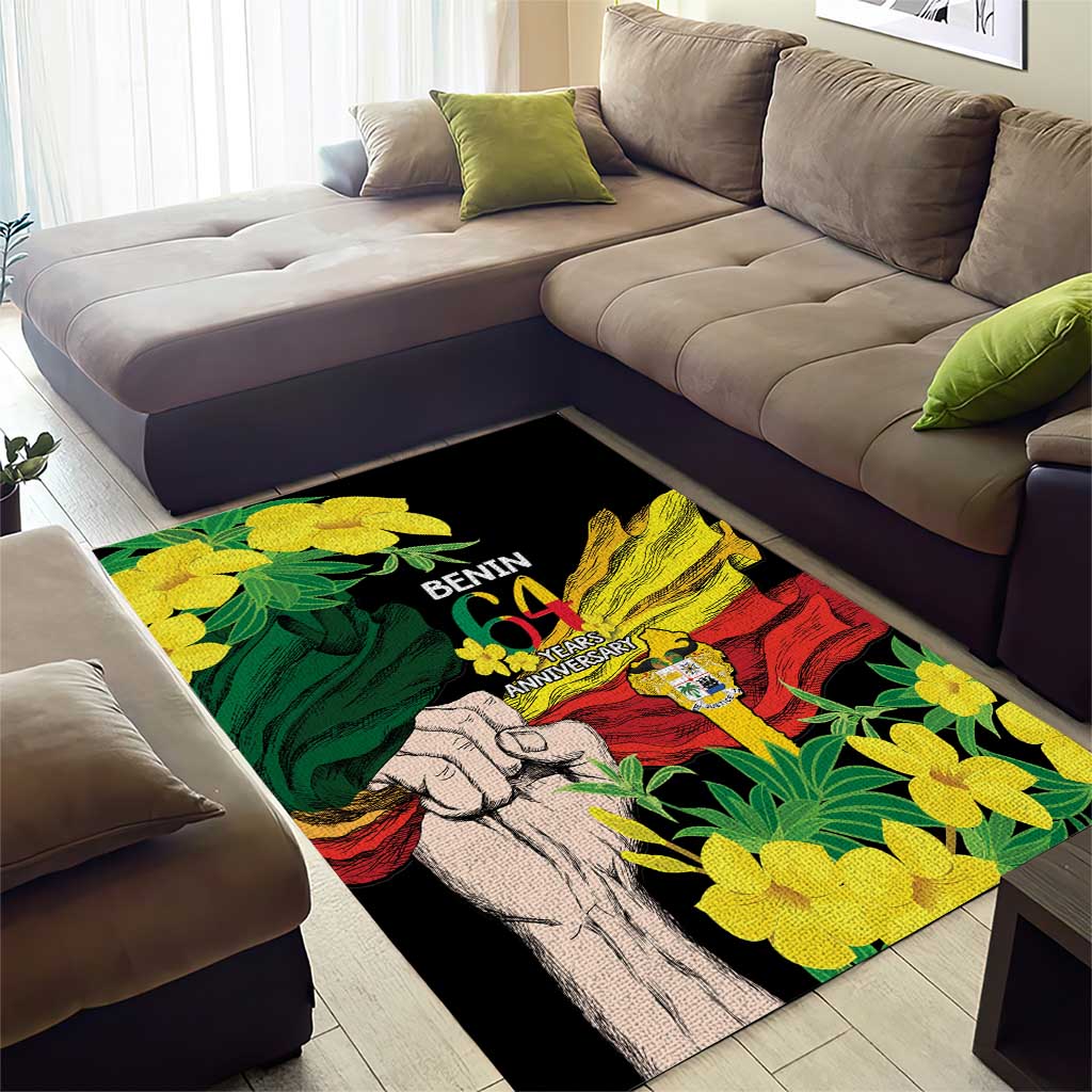 Benin National Day Area Rug Happy 64th Independence Anniversary Yellow Allamanda LT14