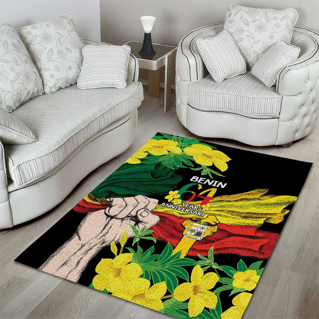 Benin National Day Area Rug Happy 64th Independence Anniversary Yellow Allamanda LT14