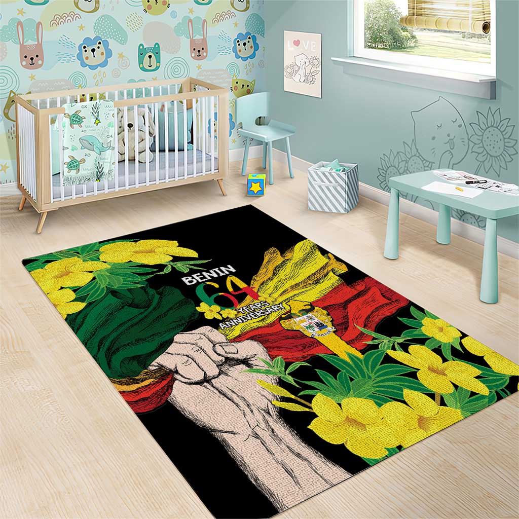 Benin National Day Area Rug Happy 64th Independence Anniversary Yellow Allamanda LT14