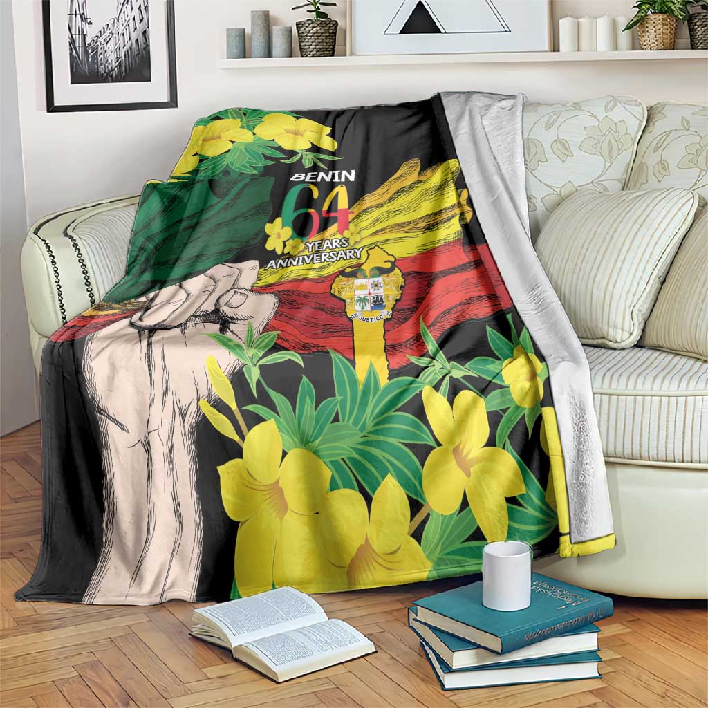 Benin National Day Blanket Happy 64th Independence Anniversary Yellow Allamanda LT14