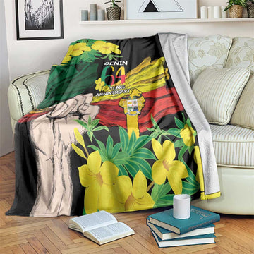 Benin National Day Blanket Happy 64th Independence Anniversary Yellow Allamanda LT14