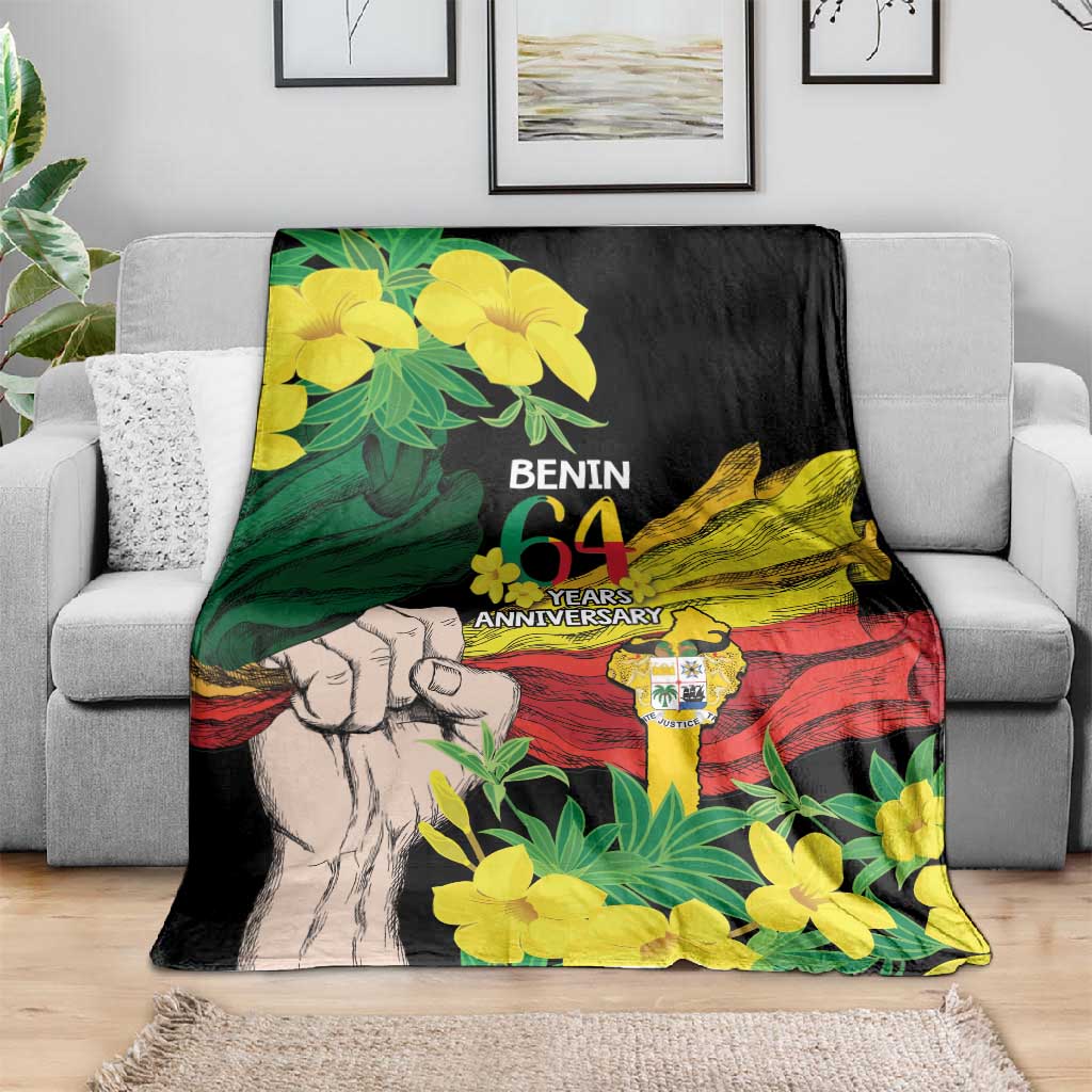 Benin National Day Blanket Happy 64th Independence Anniversary Yellow Allamanda LT14