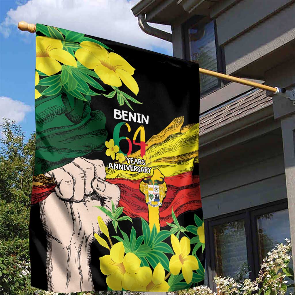 Benin National Day Garden Flag Happy 64th Independence Anniversary Yellow Allamanda LT14