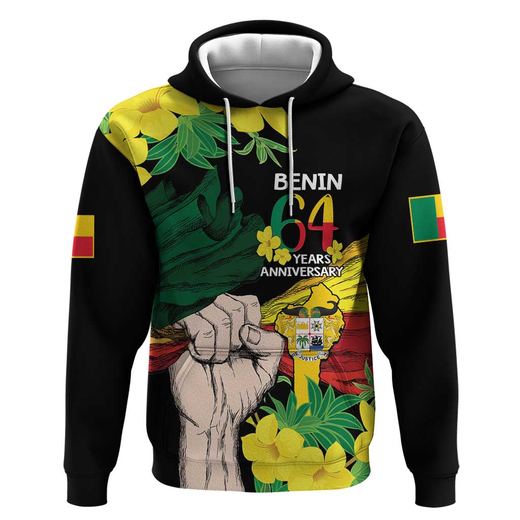 Benin National Day Hoodie Happy 64th Independence Anniversary Yellow Allamanda LT14