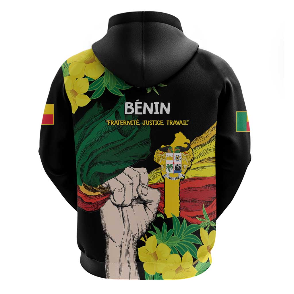 Benin National Day Hoodie Happy 64th Independence Anniversary Yellow Allamanda LT14