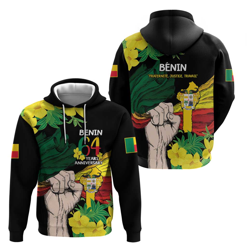 Benin National Day Hoodie Happy 64th Independence Anniversary Yellow Allamanda LT14