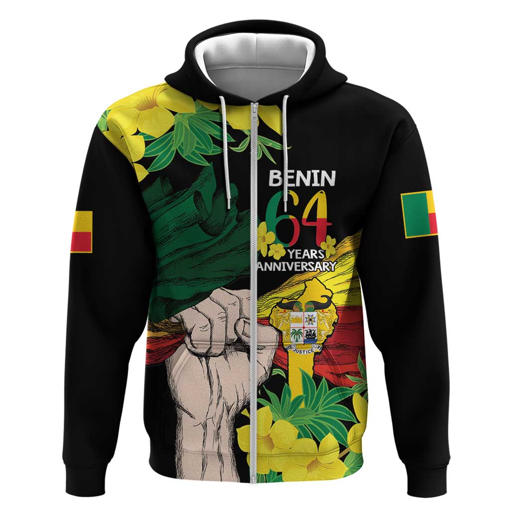 Benin National Day Hoodie Happy 64th Independence Anniversary Yellow Allamanda LT14