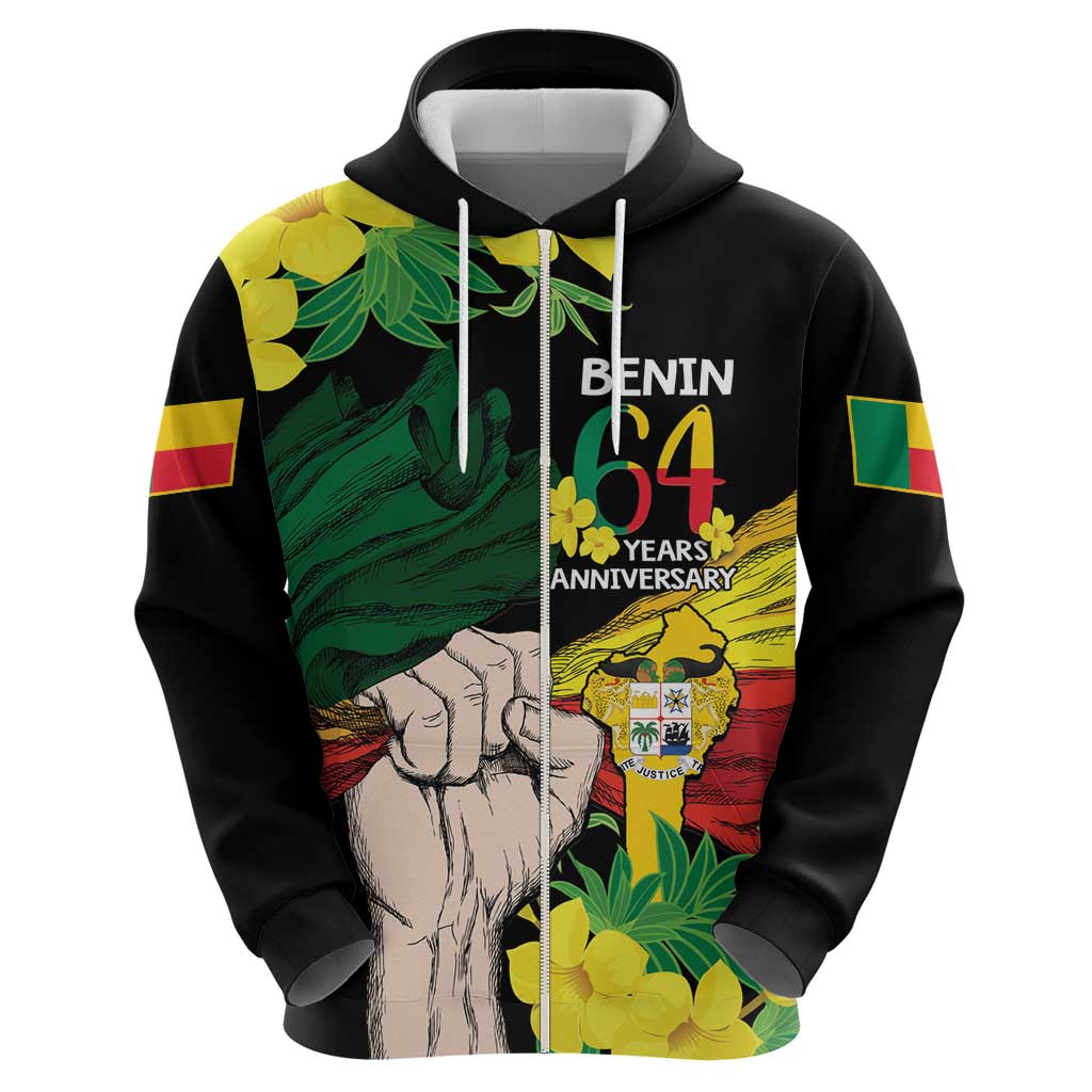 Benin National Day Hoodie Happy 64th Independence Anniversary Yellow Allamanda LT14