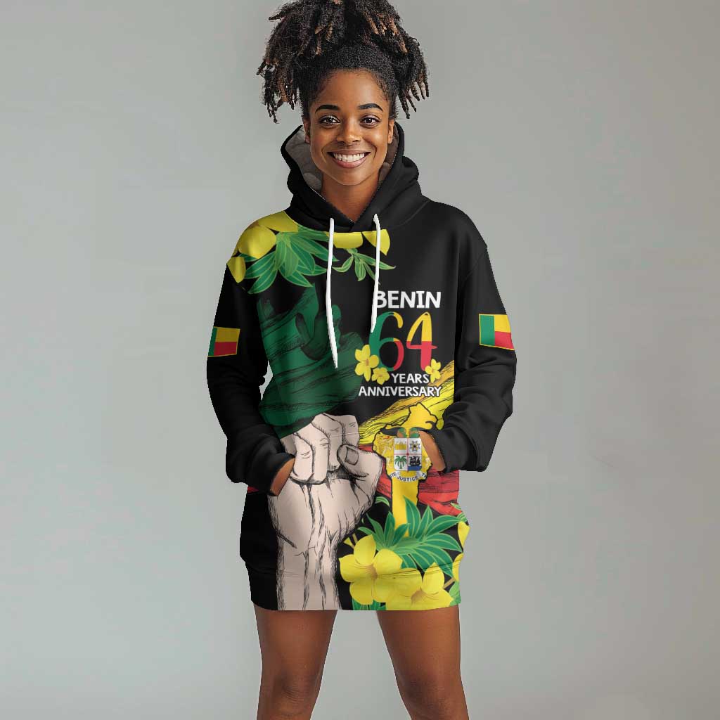 Benin National Day Hoodie Dress Happy 64th Independence Anniversary Yellow Allamanda LT14