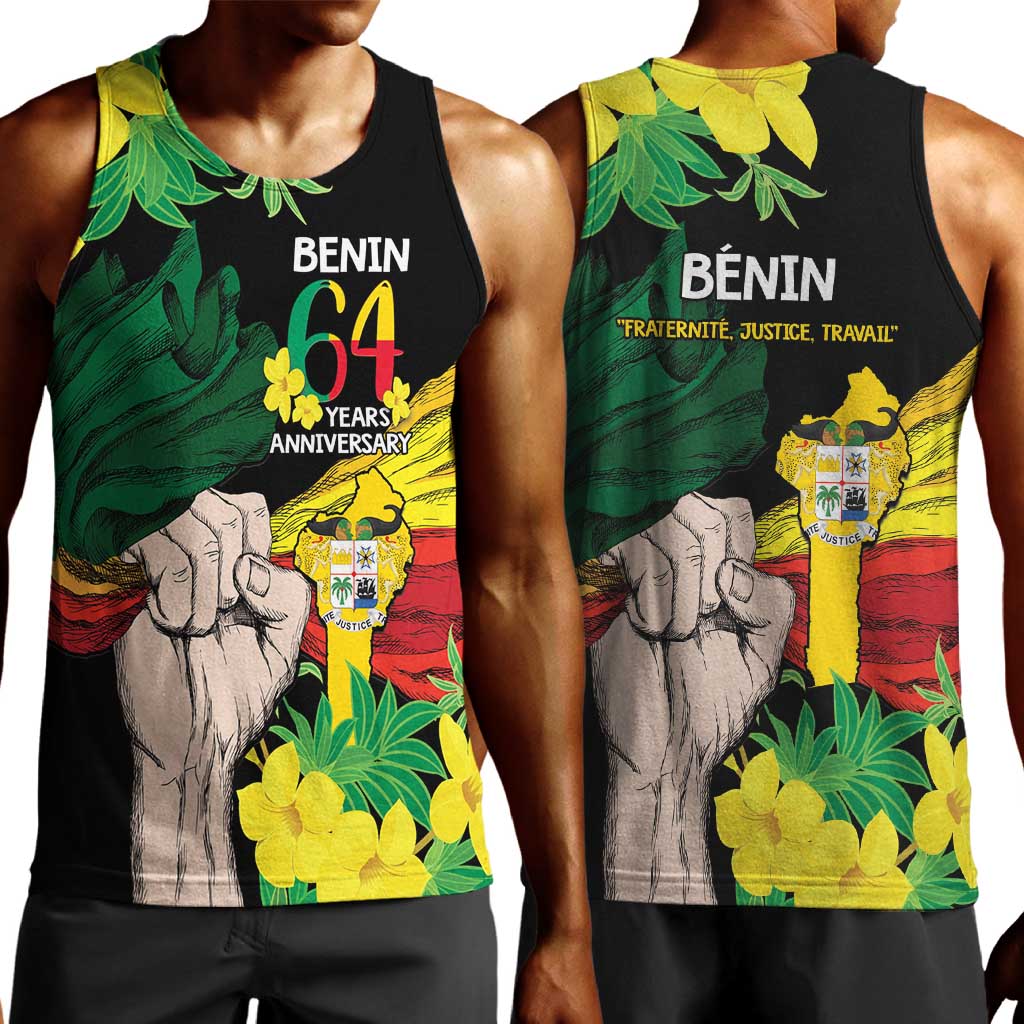 Benin National Day Men Tank Top Happy 64th Independence Anniversary Yellow Allamanda LT14