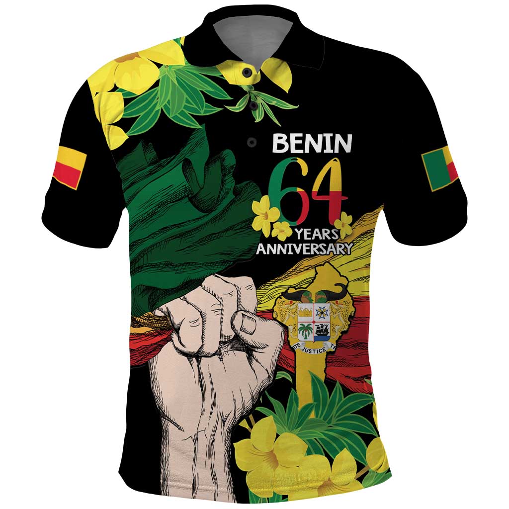 Benin National Day Polo Shirt Happy 64th Independence Anniversary Yellow Allamanda LT14