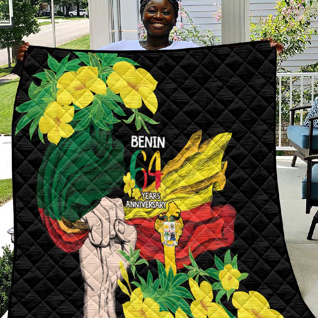 Benin National Day Quilt Happy 64th Independence Anniversary Yellow Allamanda LT14