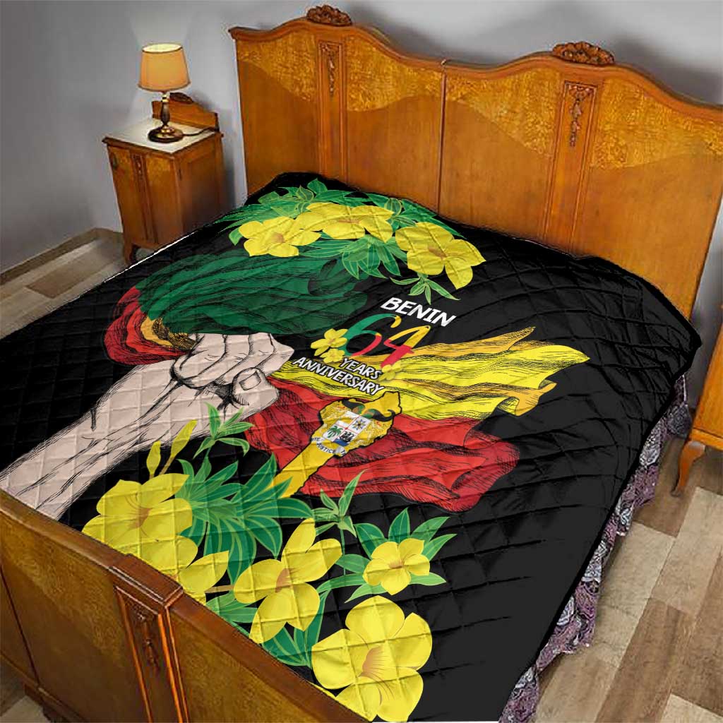 Benin National Day Quilt Happy 64th Independence Anniversary Yellow Allamanda LT14