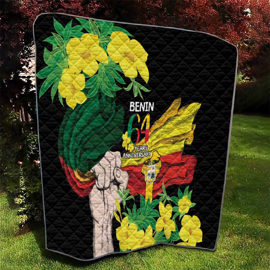 Benin National Day Quilt Happy 64th Independence Anniversary Yellow Allamanda LT14