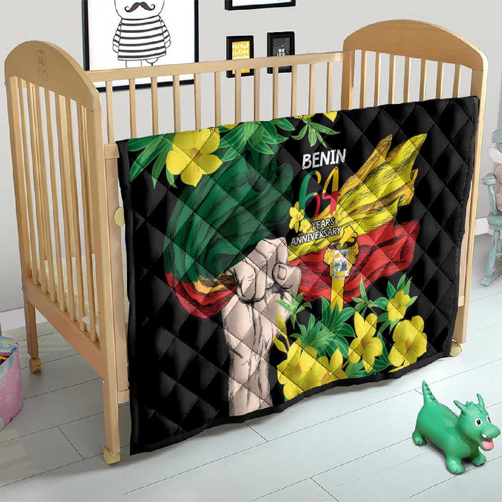 Benin National Day Quilt Happy 64th Independence Anniversary Yellow Allamanda LT14