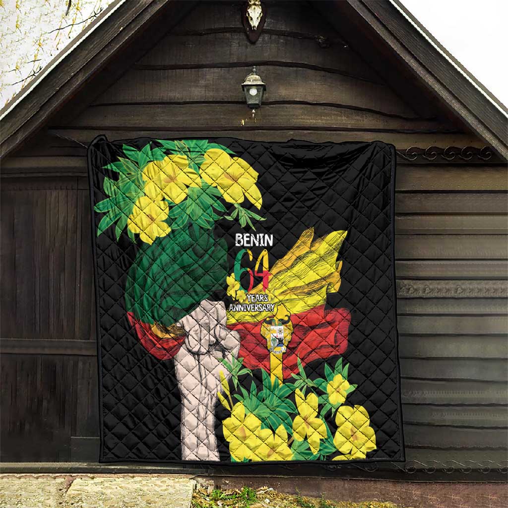 Benin National Day Quilt Happy 64th Independence Anniversary Yellow Allamanda LT14