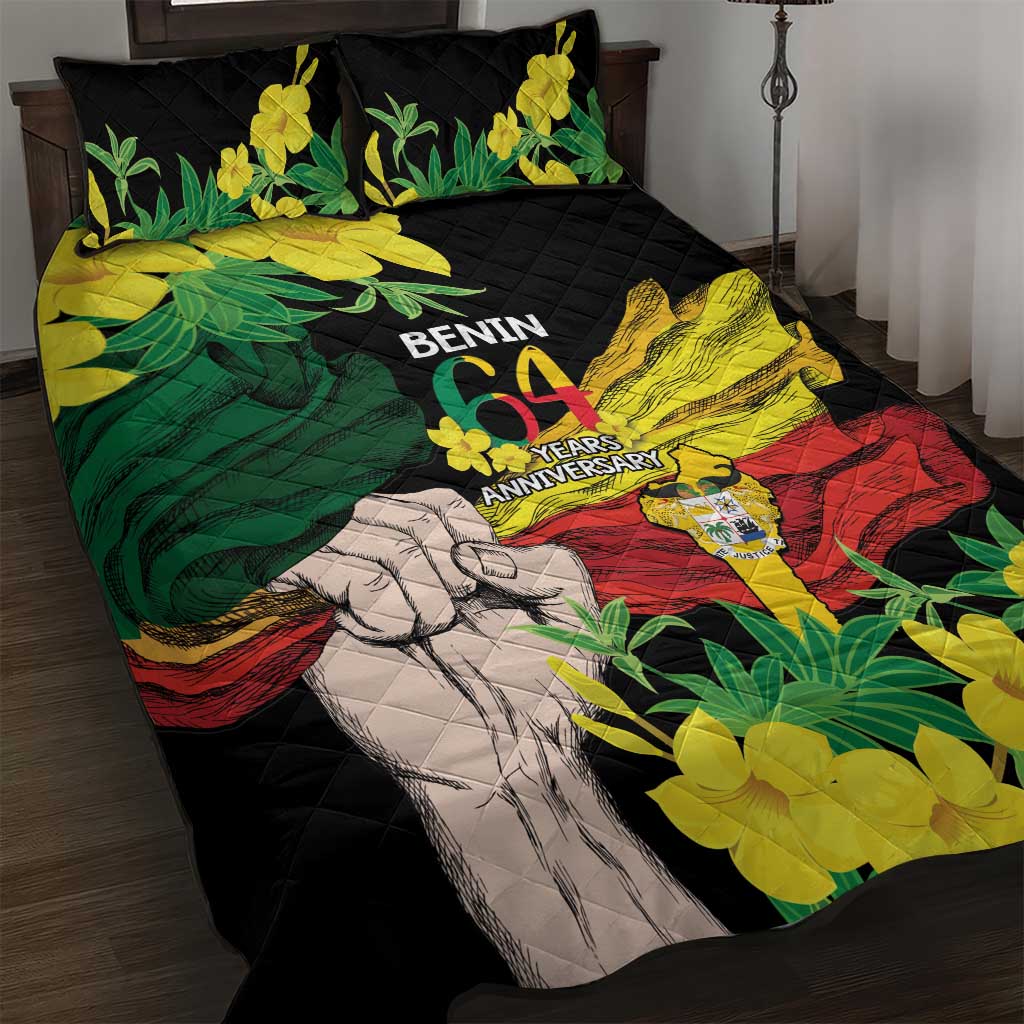Benin National Day Quilt Bed Set Happy 64th Independence Anniversary Yellow Allamanda LT14