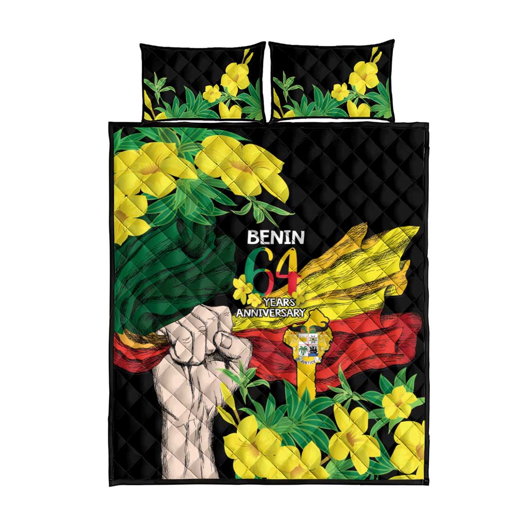 Benin National Day Quilt Bed Set Happy 64th Independence Anniversary Yellow Allamanda LT14