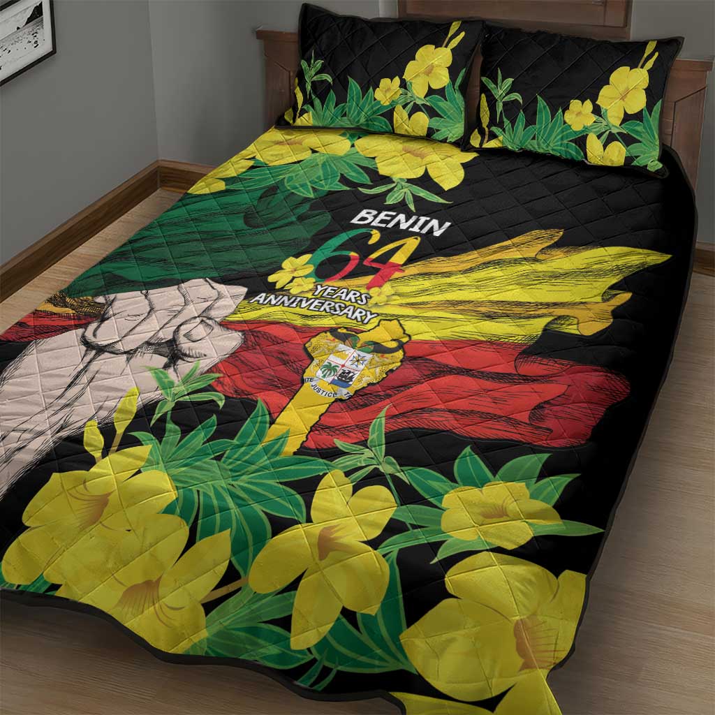 Benin National Day Quilt Bed Set Happy 64th Independence Anniversary Yellow Allamanda LT14