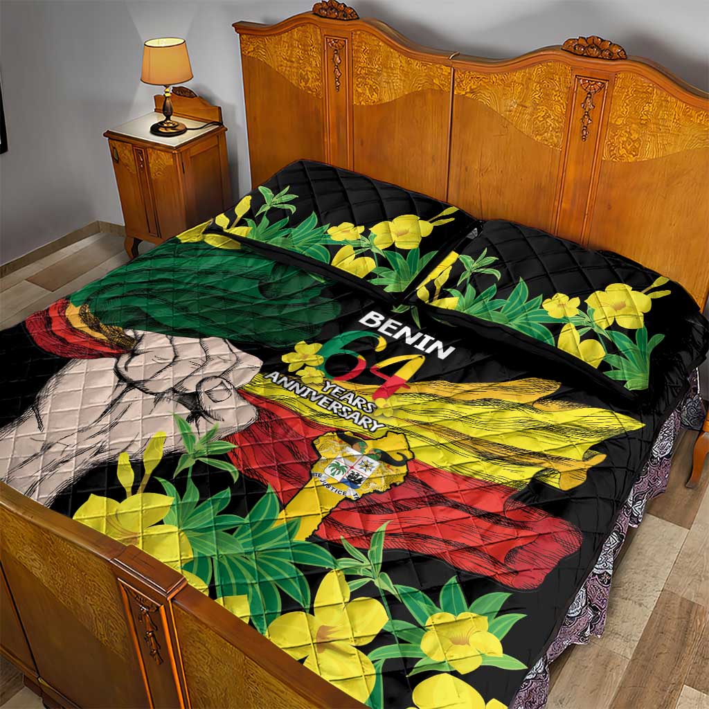 Benin National Day Quilt Bed Set Happy 64th Independence Anniversary Yellow Allamanda LT14