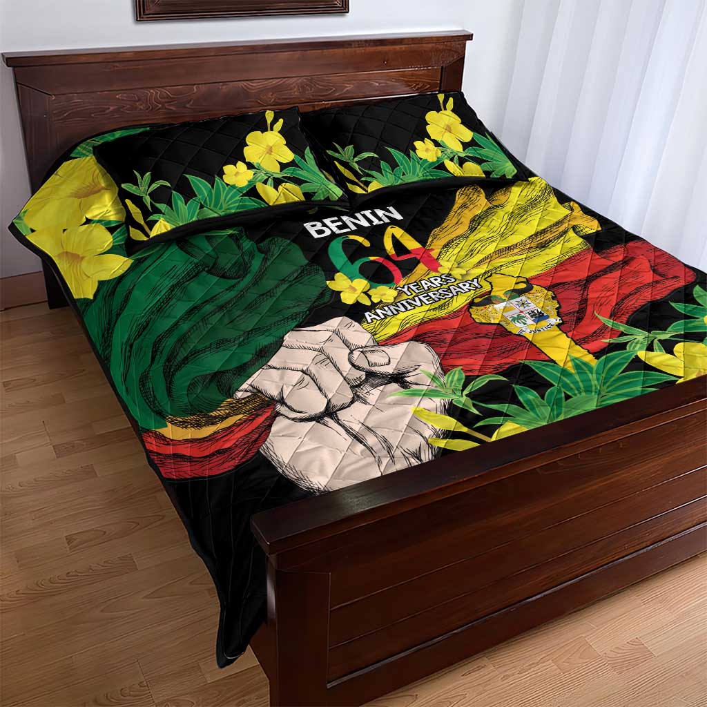 Benin National Day Quilt Bed Set Happy 64th Independence Anniversary Yellow Allamanda LT14