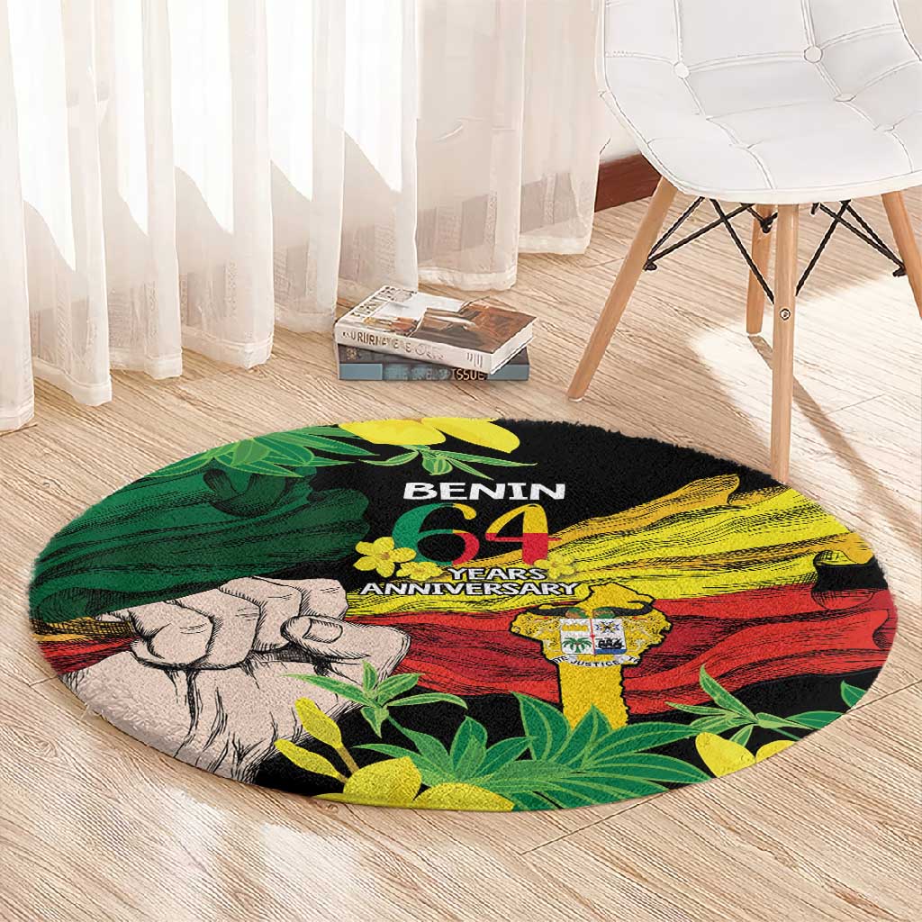 Benin National Day Round Carpet Happy 64th Independence Anniversary Yellow Allamanda LT14