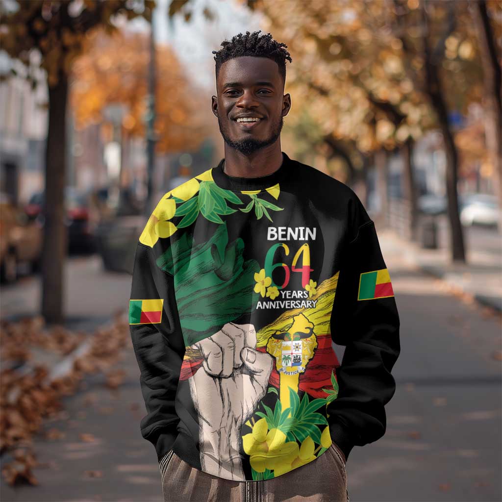 Benin National Day Sweatshirt Happy 64th Independence Anniversary Yellow Allamanda LT14