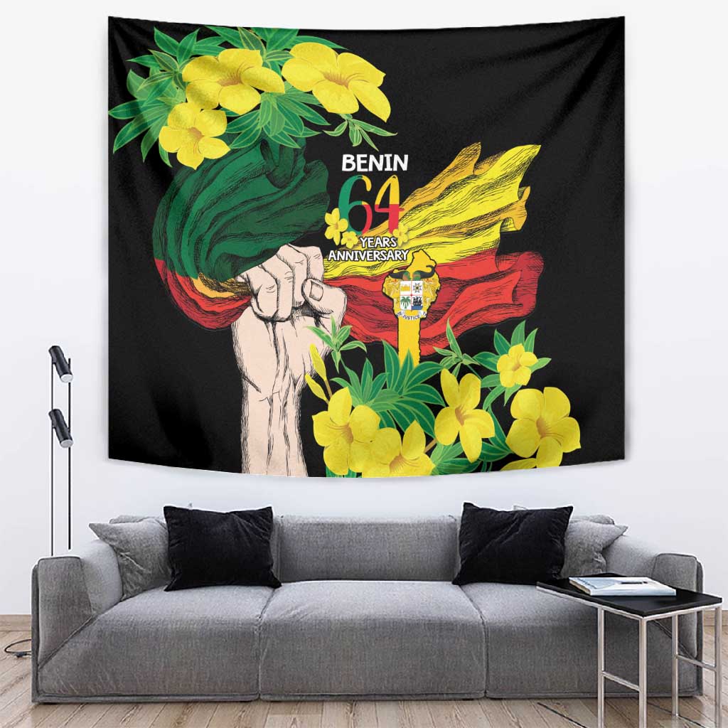Benin National Day Tapestry Happy 64th Independence Anniversary Yellow Allamanda LT14