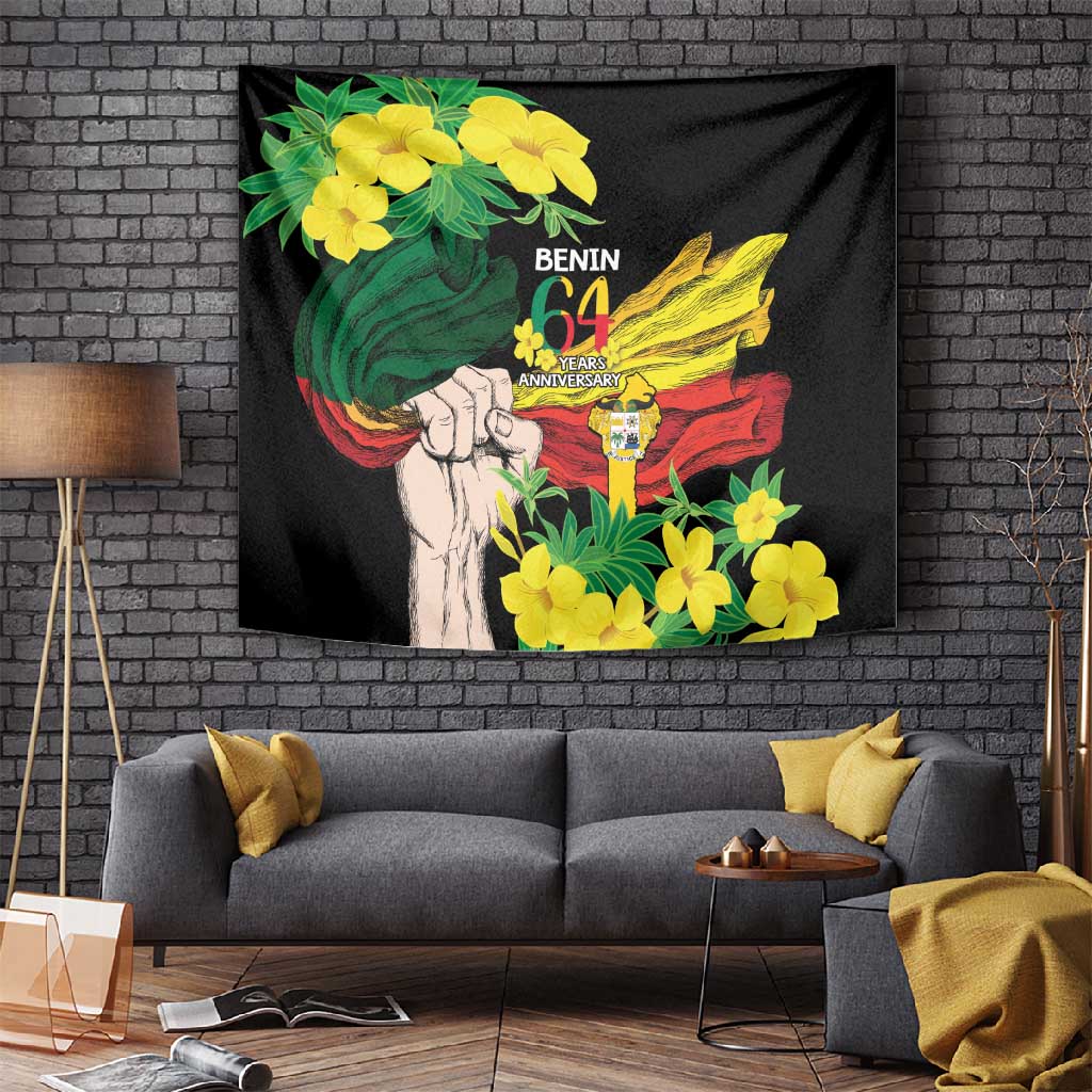 Benin National Day Tapestry Happy 64th Independence Anniversary Yellow Allamanda LT14