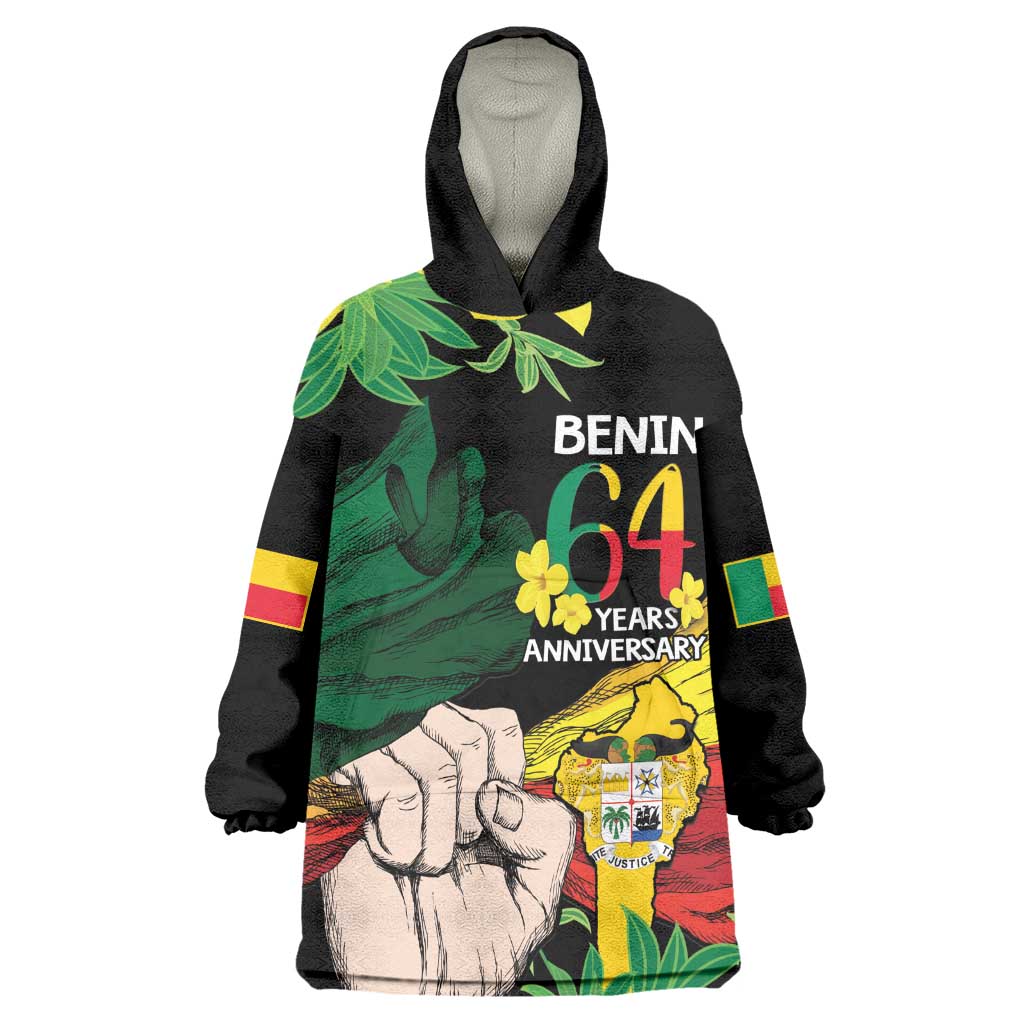 Benin National Day Wearable Blanket Hoodie Happy 64th Independence Anniversary Yellow Allamanda LT14