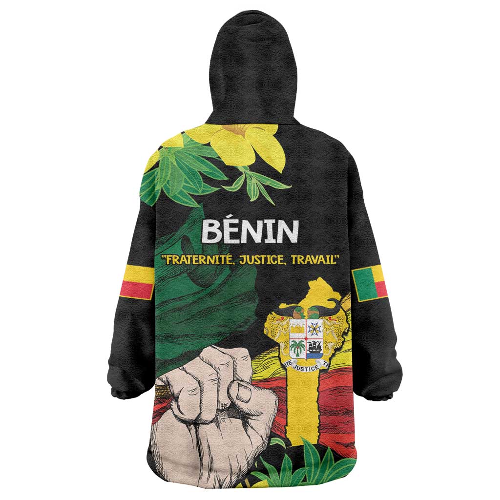 Benin National Day Wearable Blanket Hoodie Happy 64th Independence Anniversary Yellow Allamanda LT14