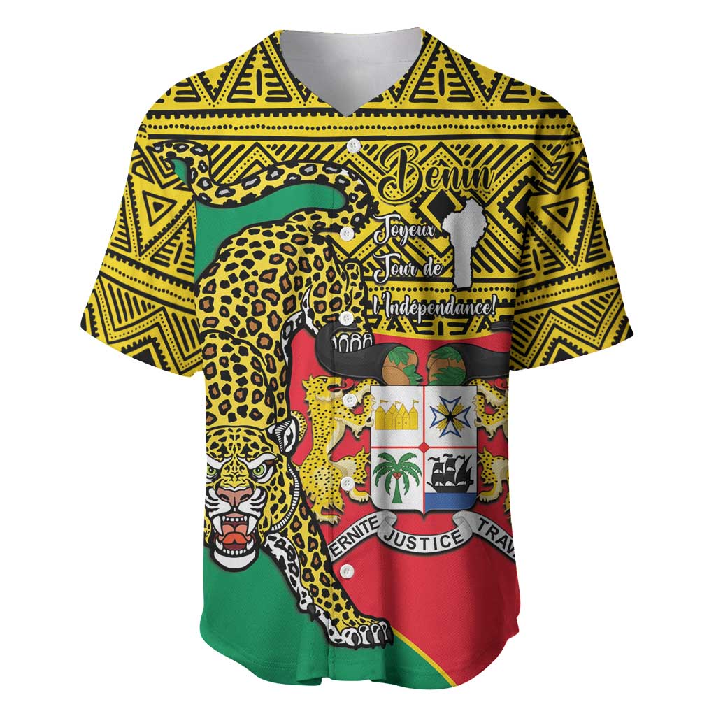 Personalised Benin National Day Baseball Jersey Coat Of Arms With Leopard African Pattern LT14