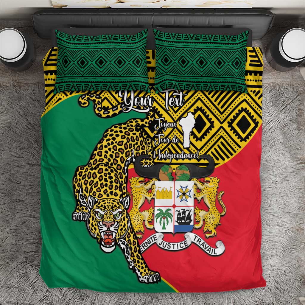 Personalised Benin National Day Bedding Set Coat Of Arms With Leopard African Pattern LT14