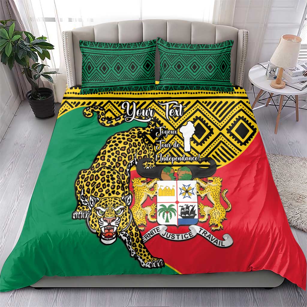 Personalised Benin National Day Bedding Set Coat Of Arms With Leopard African Pattern LT14